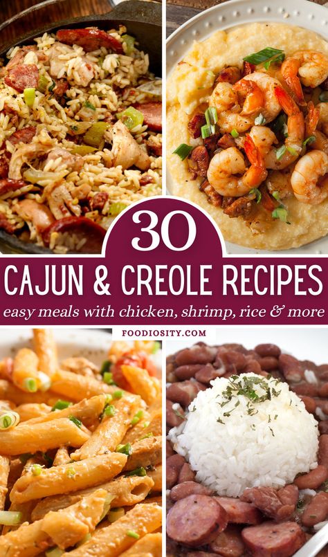 Dive into the Heart of Louisiana with 30 Easy Cajun & Creole Recipes! Enjoy the rich flavors of chicken, shrimp, rice, and more in these mouth-watering dishes. Click for simple, authentic meal ideas that bring the bayou to your kitchen! Easy Meals With Chicken, Authentic Creole Recipes, Creole Recipes Louisiana, Easy Creole Recipes, Cajun Seafood Recipes, Cajun Recipes Louisiana, Cajun Cooking Recipes, American Cuisine Recipes, Cajun And Creole Recipes