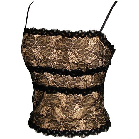 Black Illusion Lace Camisole Top Blouse Cosabella Made in Italy M | From a collection of rare vintage shirts at https://www.1stdibs.com/fashion/clothing/shirts/ Mini Closet, Lace Camisole Top, Strapless Shirt, Black Lace Top, Lace Camisole, Punk Outfits, Black Lace Tops, Closet Fashion, Lace Tank Top