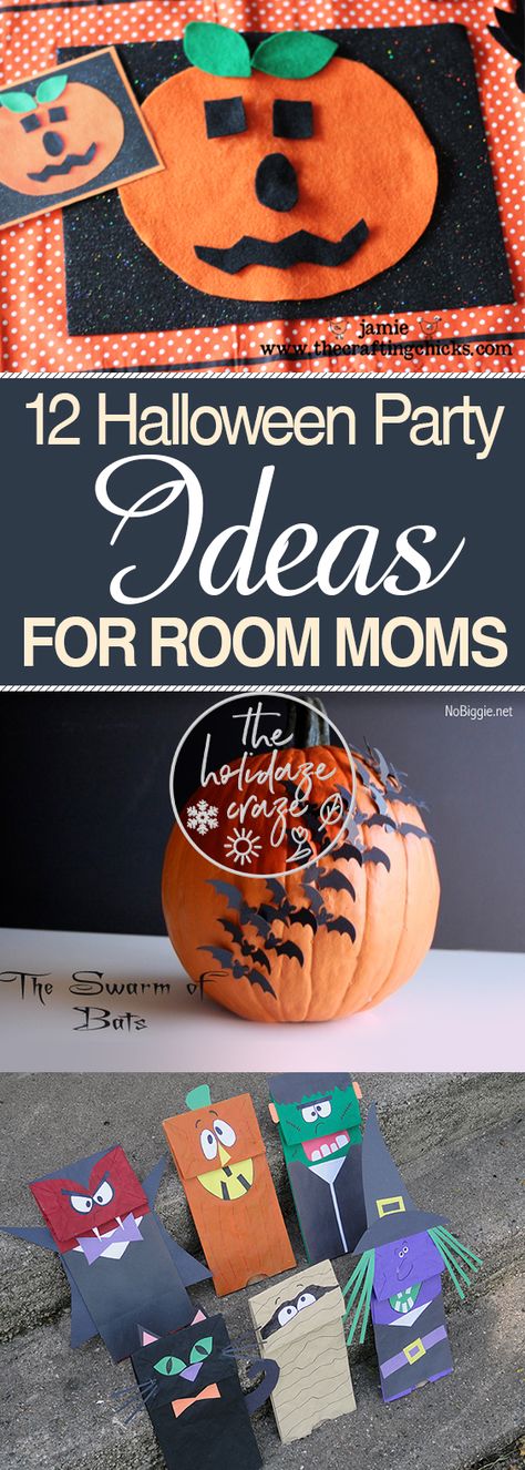 Are you looking for games, treats, and stations that say, “This mom is super creative,” instead of, “I came from the dollar bin five minutes ago"? Check out these clever Halloween party ideas! #Halloween #HalloweenParty  #DIYHalloween Room Parent Halloween Party, Fall Class Party Decorations, Room Parent Halloween Ideas, Halloween Class Party Room Mom, Halloween Class Party Crafts Kindergarten, Room Mom Halloween Party Ideas Kindergarten, Halloween Room Parent Ideas, Class Mom Halloween Ideas, Room Mom Ideas Classroom Halloween