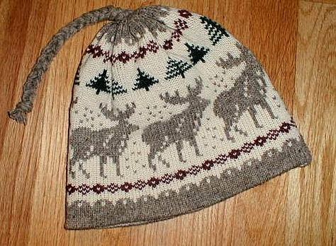 Alpine Moose Knitted Hat | Pattilynn Creations Moose Hat, Duplicate Stitch, Knitted Hat, Wild Life, Knitting Pattern, Moose, Knitted Hats, Knitting Patterns, Maine