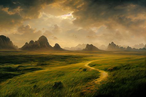 Fantasy Grassland Art, Books Ideas, Wild Grass, Building Concept, Landscape Concept, Dnd Art, Character Inspo, Hyperrealism, Fantasy Art Landscapes