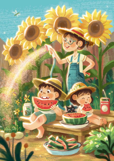 Zina Children Story Book Illustration, Summer Illustrations, Animation Styles, Childrens Book Characters, Story Books Illustrations, 귀여운 음식 그림, Illustration Art Kids, 동화 삽화, Children's Stories