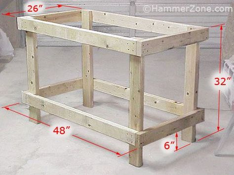 2x4 Workbench, Workbench Diy, Projek Kayu, Building A Workbench, Workbench Plans Diy, Kursi Bar, Diy Projektit, Diy Workbench, Tables Kitchen