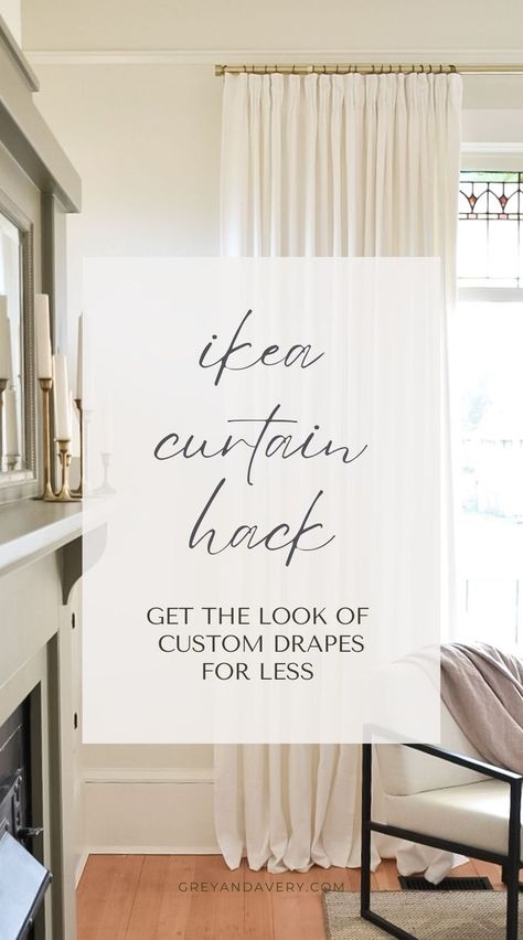 Get the look of high-end curtains on an IKEA budget with this easy DIY project Ikea Curtains Living Room Ideas, Ikea Drapes, Loft Curtains, Dining Room Drapes, Family Room Curtains, Diy Drapes, Dining Room Window Treatments, Curtain Diy, Window Curtains Living Room