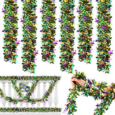 5 Pieces 32.8Ft Mardi Gras Decorations Mardi Gras Tinsel Garlands Purple Green Gold Mixed Shiny Metallic Glittering Tinsels for Mardi Gras Christmas Carnival Party Supplies Classy Mardi Gras Decor, Bayou Party, Mardi Gras Christmas, Dance Decor, Mardi Gras Party Decorations, Carnival Design, Dance Decorations, Bachelorette Ideas, Christmas Carnival