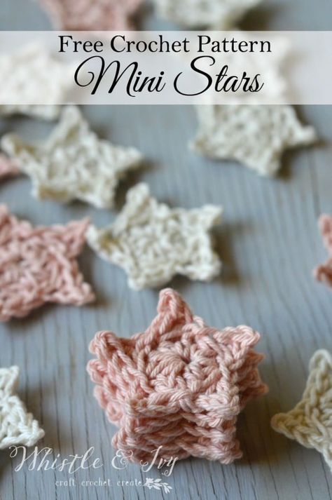 Free Crochet Pattern - Mini Crochet Stars | Use these simple stars for a variety of crochet projects. Very simple to make! Sleep Mask Crochet, Appliqué Crochet, Crochet Star Patterns, Mini Stars, Christmas Specials, Crochet Holiday, Ornaments Crochet, Diy Headbands, Crochet Embellishments