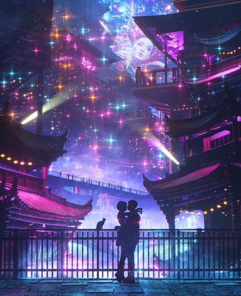 A Night of Celebration, Dangiuz (Leopoldo D'Angelo) on ArtStation at https://www.artstation.com/artwork/zD0RO2 Cyberpunk Room Ideas, Futuristic Aesthetic, Cyberpunk Anime, D Angelo, Punk Aesthetic, Cyberpunk Aesthetic, Cyberpunk City, Arte Cyberpunk, Neon Aesthetic