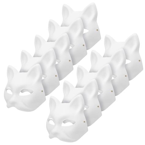 PRICES MAY VARY. 【WHITE CAT THERIAN MASK】 Cat mask therian mask is made of premium paper, lightweight and , not easy to deform, and can be reused. Fit the head, wear it, you will play happily all day ! If you are studying therianthopy, it will be the best choice for you! 【WHITE BLANK AND HAND PAINTED ANIMAL MASK】Half face design cat mask cat mask for adults, for painting, this is a novelty DIY Halloween mask or animal mask! You can use your imagination to make it the way you want to be the most Cat Mask Diy, Diy Halloween Masks, Paper Face Mask, Cat Masks, Chat Diy, Blank Mask, Mask Paper, Animal Dress Up, Mascaras Halloween