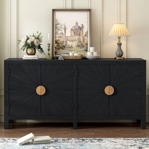 Ebern Designs Ellanor 59.8'' Sideboard | Wayfair Console Table Entryway, Sideboard Grey, Accent Chests And Cabinets, Kitchen Sideboard, Study Rooms, Line Pattern, Dining Room Bar, Sideboard Cabinet, Unique Features