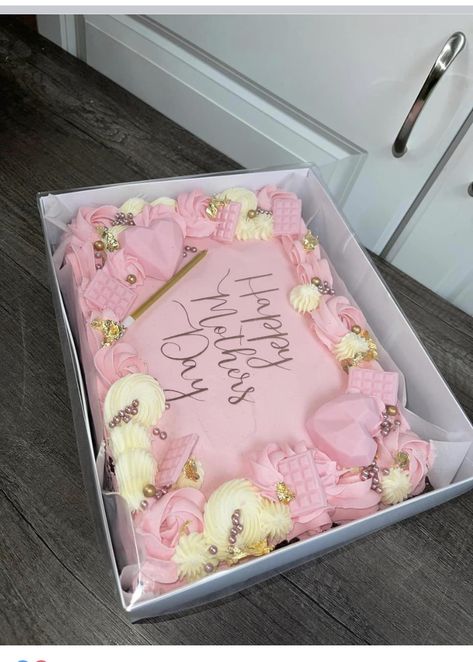 Cake For Mum, Birthday Cake For Mum, Cake Tres Leches, Eid Cakes, Square Cake Design, Slab Cake, 16 Birthday Cake, Cakes Decorating, Square Cake