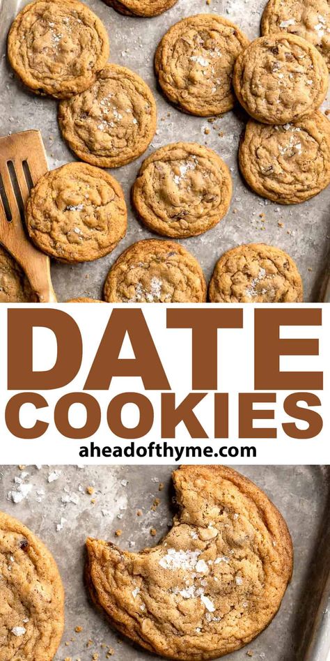 Date Cookies Recipes For Dates Desserts, Cardamom Date Cookies, Healthy Cookies With Dates, Sweet Date Recipes, Meals With Dates, Easy Date Cookies, Chocolate Chip Date Cookies, Chocolate Chip Cookies With Dates, Almond Date Cookies