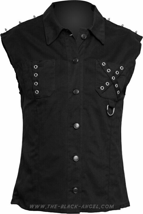 Man's Sleeveless Gothic Shirt Punk Vest, Vest Denim, Gothic Shop, Goth Shirt, Gothic Shirts, Gothic Clothes, Gothic Clothing, Punk Outfits, Dark Wear