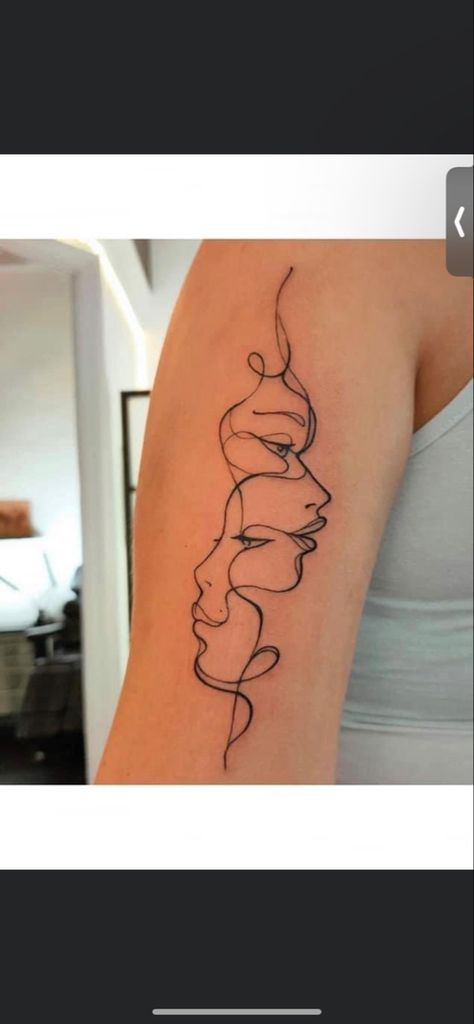 Face Line Tattoos For Women, Tattoo Ideas Female Big Arm, Abstract Faces Tattoo, Inside Arm Tattoos For Women, Abstract Face Tattoo, Inside Of Arm Tattoo, Dainty Tattoo, Story Tattoo, Tattoos Inspo