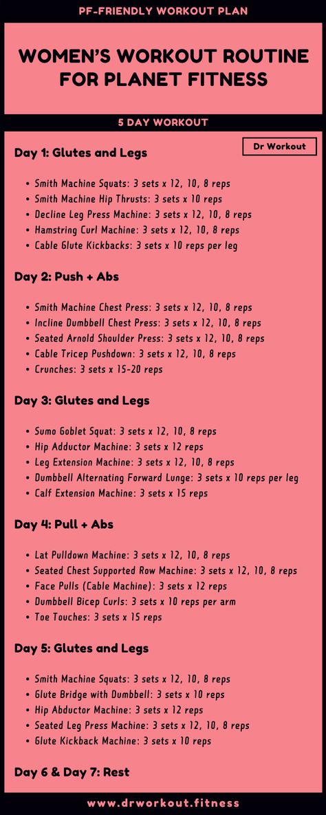 Women's Workout Routine for Planet Fitness Shred Workouts For Women Plan, Dr Workout Women, Female Workout Routine Gym, Weekly Gym Workout Plan For Women Weights, Gym Routine For Beginners Workout Plans For Women Gym, Daily Gym Workout Plan For Women Full Body Strength, Gym Workouts Women Plus Size, Monday Workout Routine, Gym Tips For Women