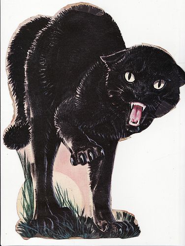 Angry Kitty | Here is a realistic Halloween scratch cat. His… | Flickr Ideas For Cats, Black Cat Painting, Halloween 11, Horror Vintage, Scared Cat, Vintage Halloween Decorations, Black Cat Art, Angry Cat, A Black Cat