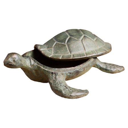 Sea Turtle Box: gray metal turtle box,Dimensions: 2.5" H x 6.5" W x 5.5" D Dream Flat, Clay Turtle, Turtle Sculpture, Apt Ideas, Turtle Love, Delta Zeta, Ceramics Projects, Pretty Stuff, Humble Abode