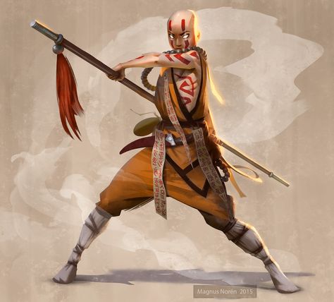 Shaolin Monk, Magnus Norén on ArtStation at https://www.artstation.com/artwork/qoOWa Staff Poses, Monk Dnd, Poses Manga, Shaolin Monks, Shaolin Kung Fu, Yamanashi, Heroic Fantasy, Male Character, Martial Artists