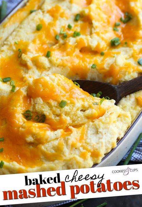 Cheesy Mashed Potatoes Recipe Easy, Cheesy Mashed Potatoes Recipe, Potato Cookies, Baked Mashed Potatoes, Mashed Potatoes Recipe, Cheesy Mashed Potatoes, Potato Recipes Side Dishes, Mashed Potato Recipes, Potato Side Dishes