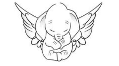 Elephant Fairy Tattoo, Elephant Tattoos With Angel Wings, Elephant Angel Tattoo, Elephant With Wings Tattoo, Elephant Memorial Tattoo, Elephant With Wings, Small Elephant Tattoo, Easy Elephant Drawing, Elephant Family Tattoo