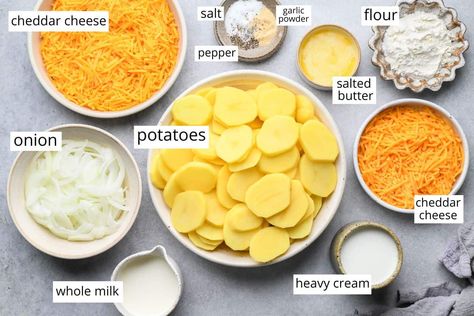 Potato Recipes Gratin, Au Gratin Potatoes Recipes, Au Gratin Potatoes Recipe, Gratin Potatoes Recipe, Cheddar Cheese Powder, Processor Recipes, Au Gratin Potato Recipes, Simple Foods, Gratin Potatoes