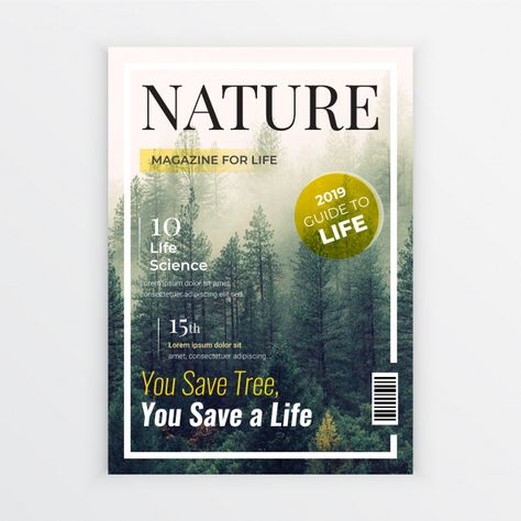 Nature magazine cover design template Nature Magazine Cover Design, Magazine Front Cover Design, Magazine Cover Design Inspiration, Nature Magazine Cover, Annual Report Cover Design, Report Cover Design, Magazine Cover Layout, Nature Magazine, Annual Report Cover