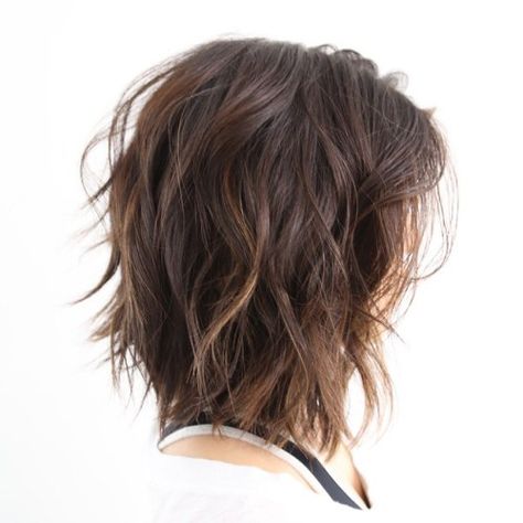 Brown Shag With Subtle Highlights  The layered, light-as-a-feather tips help take some of the wight out of your hair and give it some great shape and movement. Medium Shag Haircuts, Layered Short, Choppy Bob Hairstyles, Shag Haircut, Short Wavy, 짧은 머리, Haircut For Thick Hair, Short Cut, Medium Length Hair Cuts