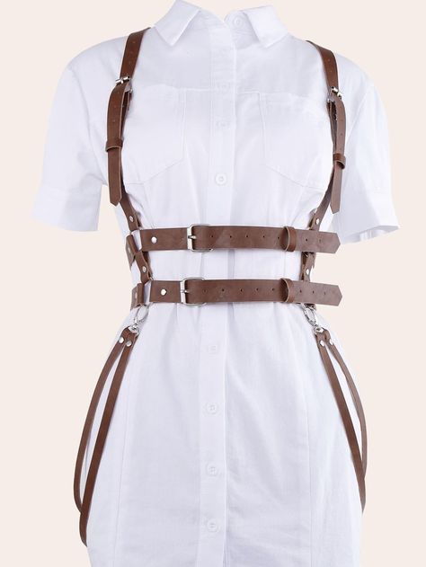 Free Returns ✓ Free Shipping On Orders $49+ ✓. Harness Belt With Punch Tool- Belts at SHEIN. Harness Outfit Casual, Galactic Starcruiser, Harness Women, Harness Outfit, Harness Belt, Leather Suspenders, Boho Fashion Summer, Punch Tool, Modern Vintage Fashion