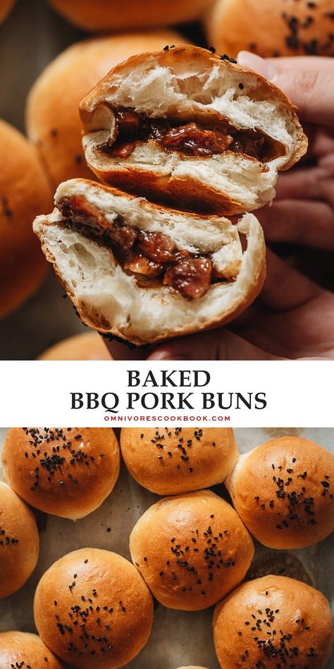 Bring authentic dim sum to your home with baked BBQ pork buns just like your favorite Chinese restaurant! Pork Bun Recipe, Bbq Pork Buns Recipe, Chinese Bbq Pork Buns, At Home Party Ideas, Bbq Pork Buns, Char Siu Bao, Siu Bao, Pork Bun, Meat Bun