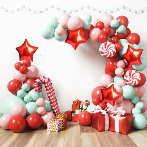 PRICES MAY VARY. 𝐈𝐃𝐄𝐀𝐋 𝐂𝐇𝐑𝐈𝐒𝐓𝐌𝐀𝐒 𝐃𝐄𝐂𝐎𝐑𝐀𝐓𝐈𝐎𝐍: Experience the holiday magic with our Christmas balloons arch. They are available in multiple color combinations to elevate Christmas celebrations. 𝐏𝐑𝐄𝐌𝐈𝐔𝐌 𝐁𝐔𝐈𝐋𝐓 𝐐𝐔𝐀𝐋𝐈𝐓𝐘: Unleash the holiday spirit with our resilient Christmas balloon garland kit. Our festive garland won't pop in the midst of your celebration as these balloons stand firm, keeping their festive form throughout your entire holiday season. 𝐄𝐂? Buy 2022, Teal Balloons, Christmas Party Backdrop, Christmas Balloon Decorations, Balloon Tree, Holiday Balloons, Christmas Photo Props, Office Christmas Party, Alternative Christmas Tree