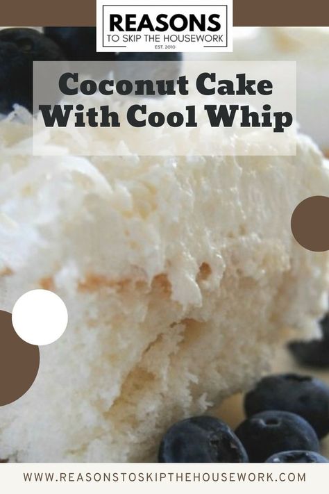 an image of a sliced Coconut Cake With Cool Whip Cool Whip Icing Recipe, Cool Whip Icing, Cake With Cool Whip, Whip Icing, Whipped Icing Recipes, Simple White Cake, Dessert Coconut, Whip Frosting, Doctored Cake Mix Recipes