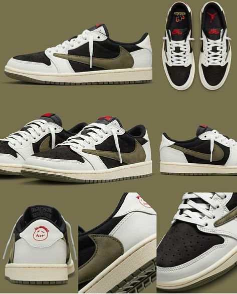 Jordan1 Travis Scott, Travis Scott Sneakers, Travis Scott Shoes, Nike Travis Scott, Travis Scott Jordan 1, Olive Shoes, Men Fashion Photoshoot, Mode Swag, Supreme Nike