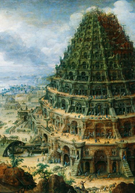 Marten van Valckenborch the Elder. Detail from The Tower of Babel, 1595. The Tower Of Babel, Divina Commedia, Ancient Babylon, Tower Of Babel, Fantasy City, Fantasy Places, Historical Art, Mesopotamia, The Tower