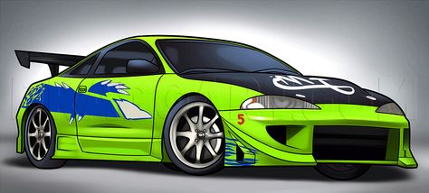 Learn how to draw Paul Walker Mitsubishi Eclipse from the Fast and the Furious! Mitsubishi Eclipse Drawing, Cars To Draw, Fast And Furious Cars, Kereta Sport, Jdm Wallpaper, Drifting Cars, Concept Car Design, Mitsubishi Eclipse, Car Illustration