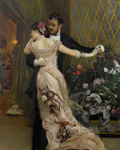 Eelco Kappe on Instagram: “One more dance, please! The End of the Ball by Rogelio de Egusquiza y Barrena (1845-1915) shows a beautifully-dressed couple enjoying the…” Intermediate Colors, Victorian Paintings, 19th Century Art, Spanish Painters, Cross Stitch Supplies, Oil Painting Reproductions, Romantic Art, Classical Art, Painting Reproductions