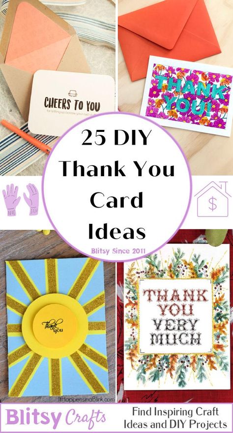 Simple Homemade Thank You Cards, Quick Thank You Cards, Easy Thank You Cards To Make, Thank You Cards To Make Handmade, Thank You Cards Handmade Creative, Close To My Heart Card Ideas, Homemade Stationary Diy, Simple Diy Thank You Cards, Ideas For Thank You Cards