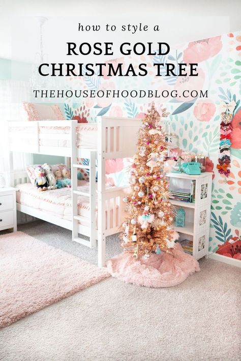 How to style a girly rose gold Christmas tree on a budget! Most all of these ornaments are available from Lauren Conrad's line at Kohl's and I'm officially obsessed! #christmas #christmasdecor #christmastree #rosegoldtree #rosegoldchristmastree #rosegold #ornaments #girlyornaments #pinkornaments #homedecor #girlschristmastree #christmashomedecor #chrsitmastreestyle #targetstyle #target #michaels #hobbylobby Rose Gold Christmas Tree, Christmas Palette, Fantasy Bedroom, Rose Gold Christmas, Baby Zimmer, Girls Rooms, Dekorasi Kamar Tidur, Toddler Rooms, Christmas Bedroom