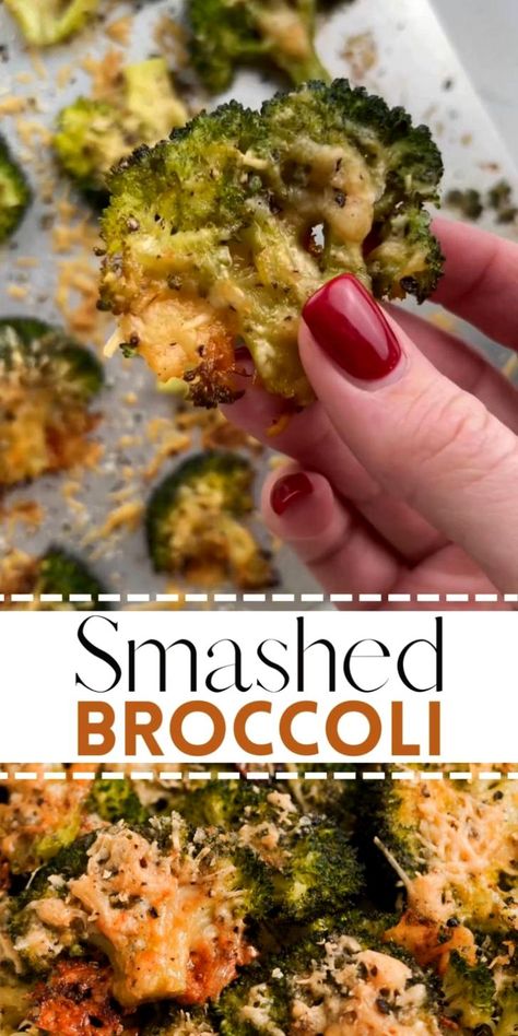 Are you tired of the same old, bland vegetable dishes? Well, it’s time to revolutionize your plate with my Smashed Broccoli Parmesan — a simple recipe that will change the way you look at broccoli forever. With fewer than 10 ingredients and just 20 minutes of prep, each floret of parmesan roasted broccoli is transformed into a cheesy, crispy marvel. It’s the perfect side dish! Crispy Parmesan Smashed Broccoli, Smashed Crispy Parmesan Broccoli, Side Dish With Broccoli, Broccoli Meals Healthy, Crispy Roasted Broccoli, Delicious Healthy Side Dishes, Roasted Smashed Broccoli, Ways To Use Up Broccoli, Cheesy Roasted Broccoli