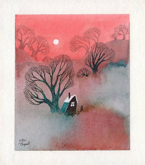 Ulla Thynell, Painting Inspo, Red Sky, Hayao Miyazaki, Arte Fantasy, Society6 Art, Tolkien, Book Illustration, Painting Inspiration