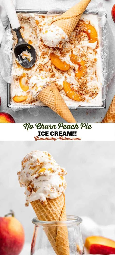 Ice Cream Pie Recipe, Pie Ice Cream, Frozen Pie Crust, Peach Pie Filling, Peach Ice Cream, Frozen Dessert Recipe, Pie Crumble, Frozen Pie, No Churn Ice Cream