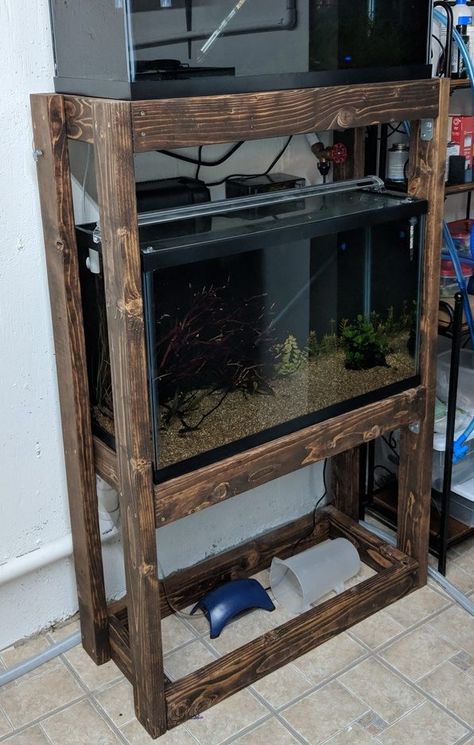 DIY Aquarium Rack for 29 Gallon Tanks - Odin Aquatics Diy 20 Gallon Aquarium Stand, Fish Tank Stands Diy Wood, Diy 40 Gallon Tank Stand, Aquarium Stand Ideas Diy, 29 Gallon Aquascape, 29 Gallon Fish Tank Ideas, Diy Tank Stand, Aquarium Stand Ideas, Hexagon Fish Tank