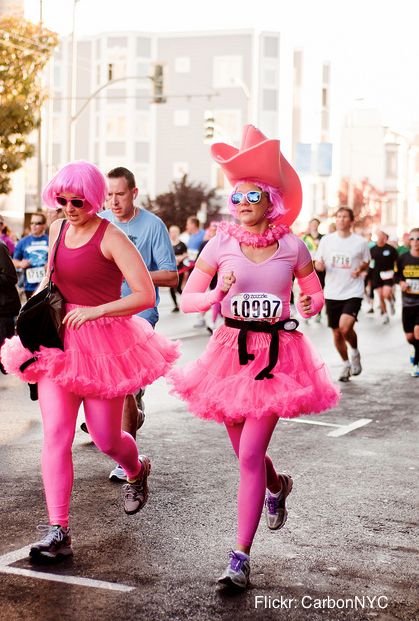 That's a lot of pink Halloween Running Costumes, 5k Costume, Pink Run, Race Outfit, Walking Outfits, Pink Costume, Pick A Color, Running Costumes, Halloween Time