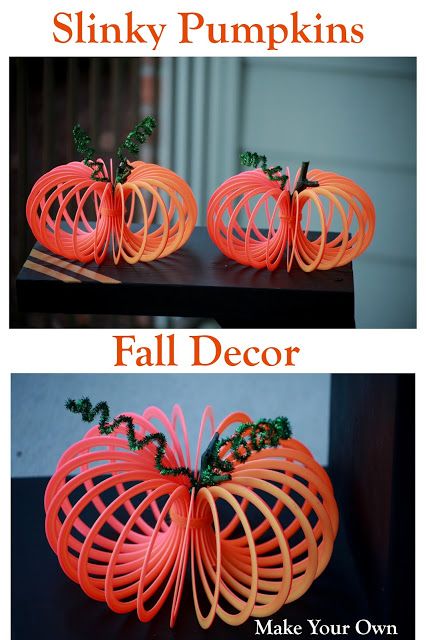 Slinky Pumpkin Craft, Slinky Pumpkins, Kids Food Crafts, Fall Ornaments, Theme Preschool, Wedding Wall Decorations, Art Camp, Pumpkin Fall Decor, Pumpkin Centerpieces