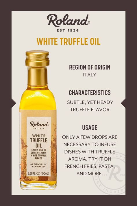 roland foods white truffle oil White Truffle Oil, Truffle Oil, White Truffle, Infused Oils, Gourmet Food, Macallan Whiskey Bottle, Golden Color, Extra Virgin Olive Oil, Truffles