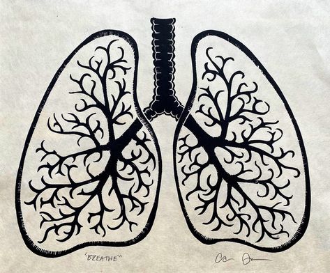 Anatomy Prints, Human Lungs, Linoleum Block Printing, Linoleum Block, Print Transfer, Mulberry Paper, Lino Print, Lungs, Linoleum