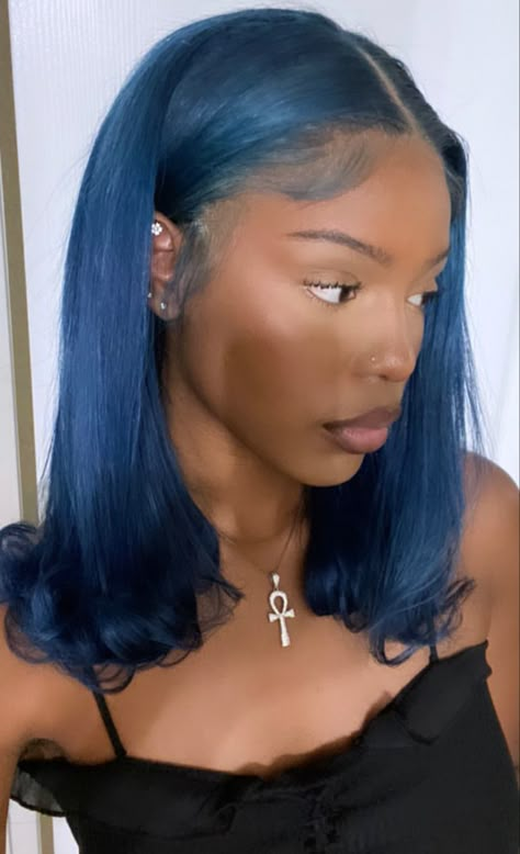 Indigo Hair Color, Blue Natural Hair, Black Hair Protective Styles, Indigo Hair, Black Hair Tips, Short Blue Hair, Royal Blue Hair, Pfp Black, Light Blue Hair