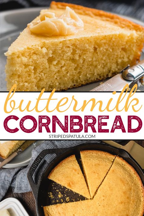 Easy Buttermilk Cornbread Recipe, Easy Buttermilk Cornbread, Buttermilk Cornbread Recipe, Homemade Buttermilk Cornbread, Buttermilk Cornbread, Iron Skillet Recipes, Sweet Cornbread, Homemade Buttermilk, Cornbread Recipe