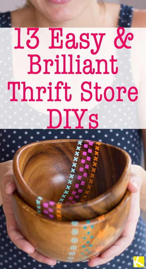 13 Easy & Brilliant Thrift Store DIYs - The Krazy Coupon Lady Sellable Crafts, Thrift Store Upcycle, Thrift Store Diy, Thrift Store Shopping, Thrift Store Furniture, Flea Market Flip, Thrift Store Crafts, Upcycled Home Decor, The Krazy Coupon Lady