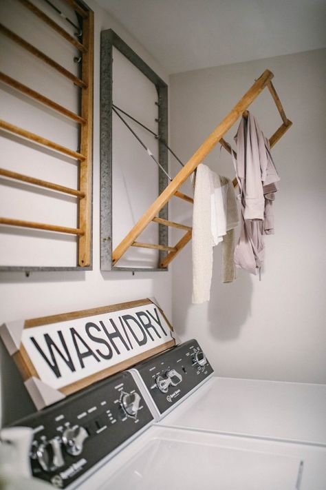 Check out this Round Up of Drying Racks for Laundry Room, Galvanized Wall Mount Drying Racks for Farmhouse Home Style Laundry Room Diy Drying Rack, Diy Clothes Drying Rack, Collapsible Wall, Hanging Clothes Drying Rack, Wall Drying Rack, Laundry Room Drying Rack, Laundy Room, Wall Mounted Drying Rack, Laundry Room Ideas Small Space