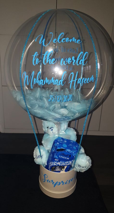 💙Welcome Muhammad Haseem to the World💙 with this cute Hot Air Balloon! #welcometotheworld #hotairballoongift #handmade #personalised #babygiftideas #artisticflair Hot Air Balloon Gift, Cute Hot Air Balloon, Balloon Gift, Air Balloons, Hot Air Balloon, Air Balloon, Hot Air, To The World, Wine Glass