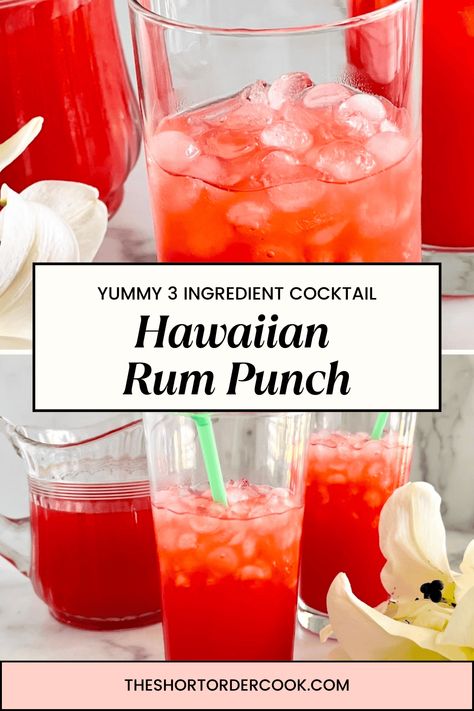 Hawaiian Rum Punch - The Short Order Cook Hawaiian Punch Party Punch Alcohol, Rum Soaked Pineapple, Myers Rum Drinks Recipe, Dragonberry Rum Drinks, Run Punch Recipe, Hawaiian Punch Alcohol Drinks, Fruit Punch Alcohol Drinks, Rum Punch Recipes For A Crowd, Red Rum Punch